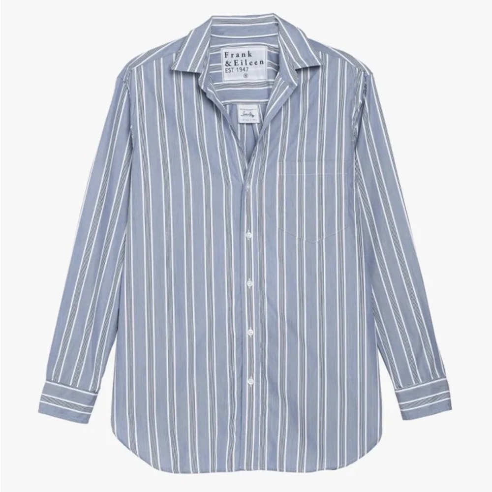 Frank & Eileen Blue and White Striped Button-Down Shirt